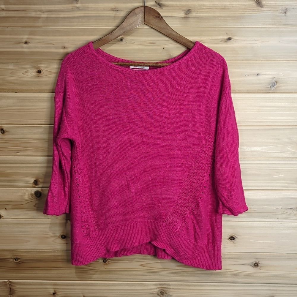 Anthropologie Womens Sweater‎ XS Pink Linen Blend